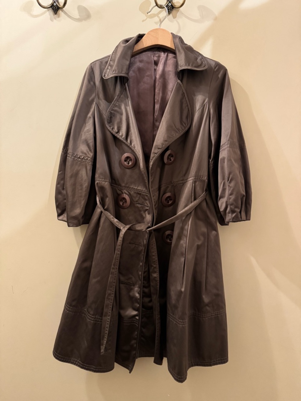 Vintage Y2K brown metallic trench coat
